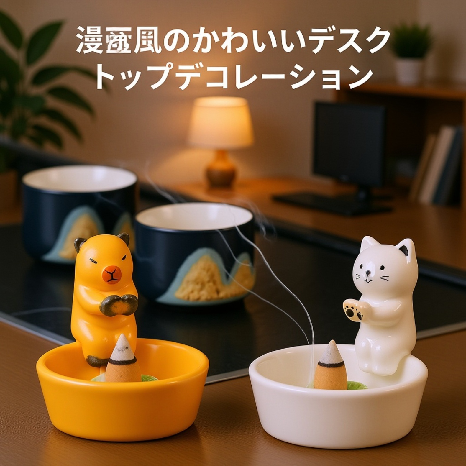 デスク用猫型線香炉 人気オフィス雑貨