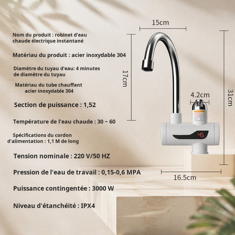 Robinet électrique instantané pour eau du robinet