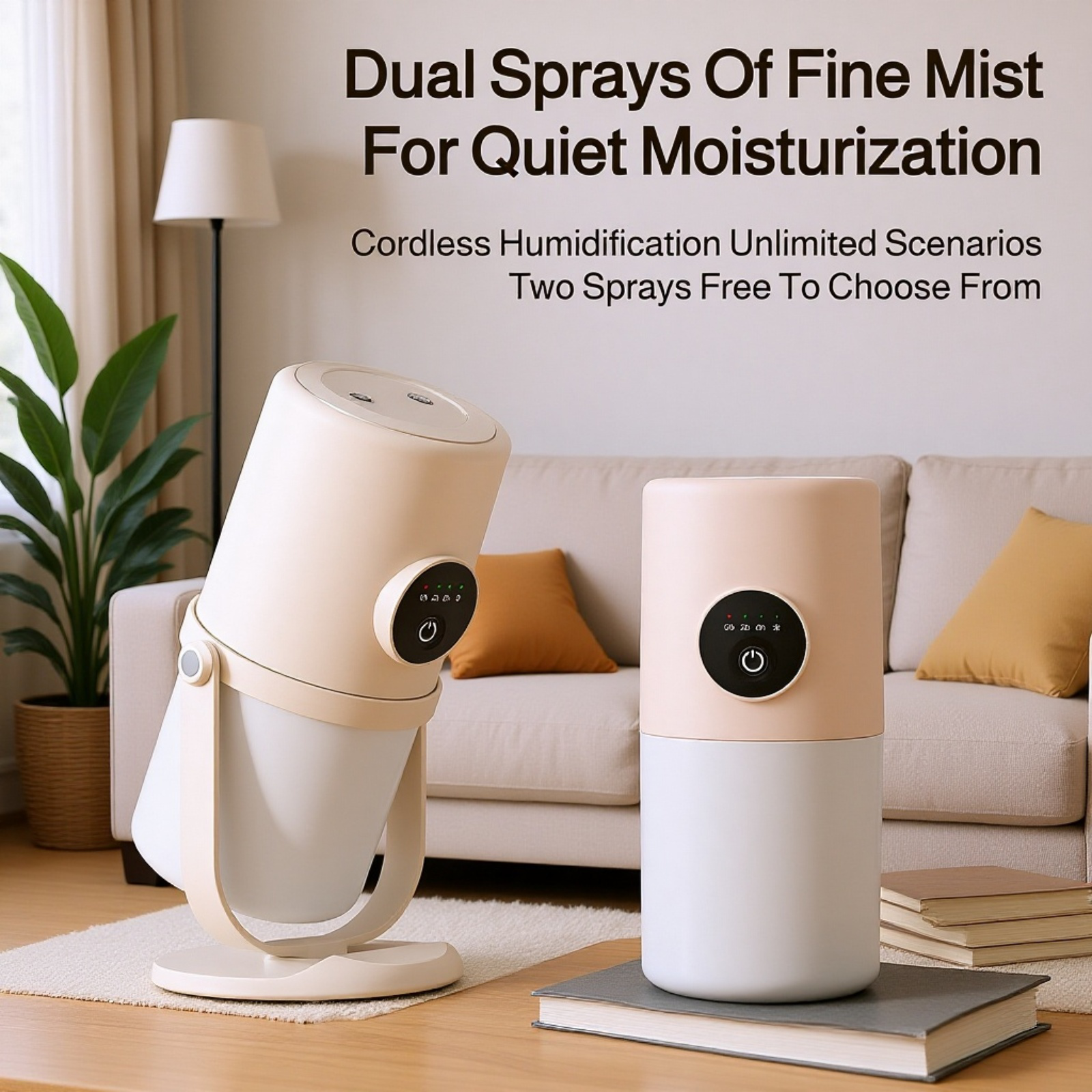  Extra-Large Capacity Dual-Jet USB Humidifier with Silent Night Light