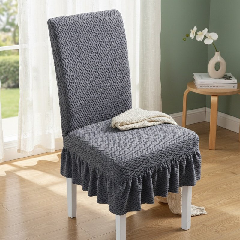 Close-up of unique patterned jacquard chair cover