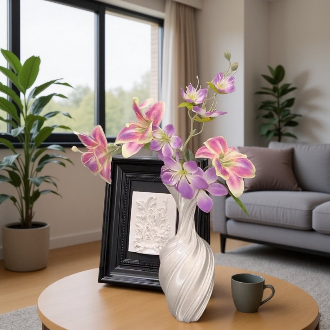 Détail du vase torsadé rétro en céramique