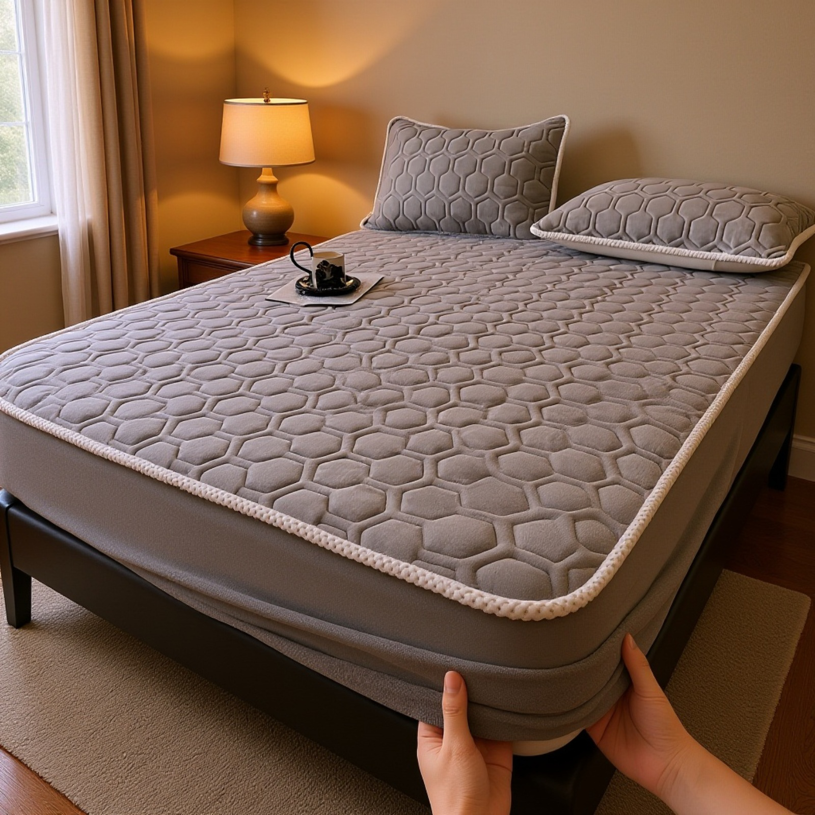 싱글/더블 침대용 푹신하고 두껍고 무게감 있는 겨울용 매트리스. 3중 열 구조