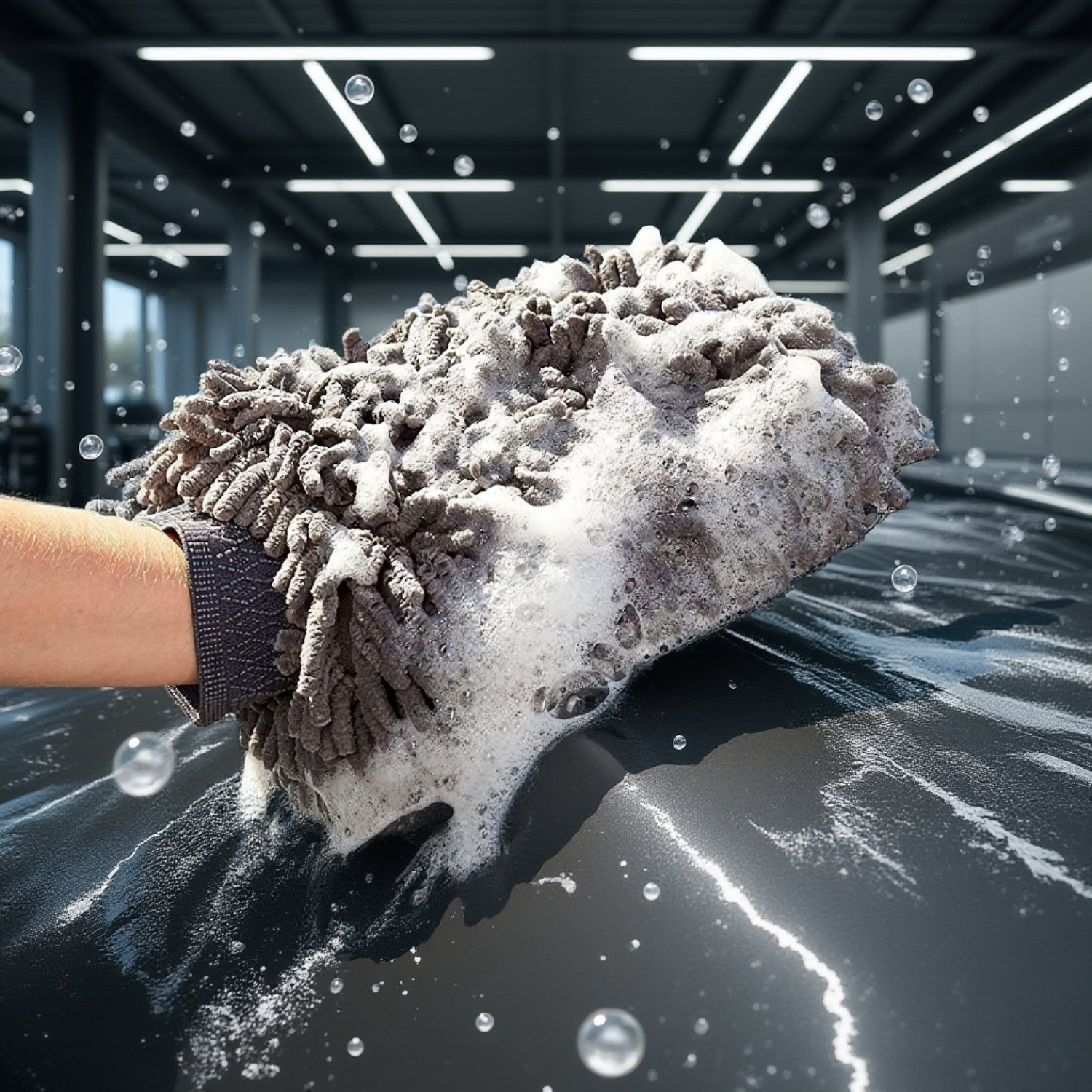 Velké zahuštěné rukavice na mytí auta s podšívkou