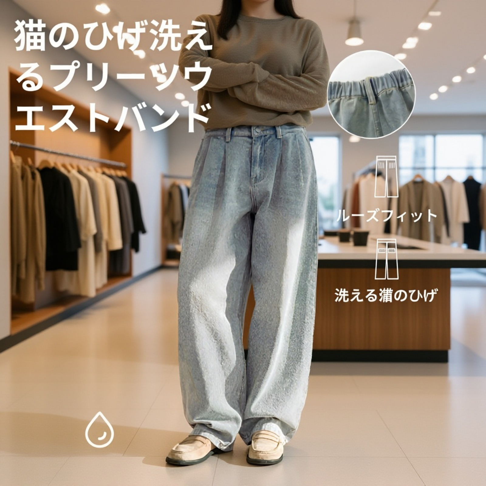 ライト＆リラックス素材の大きめサイズジーンズ