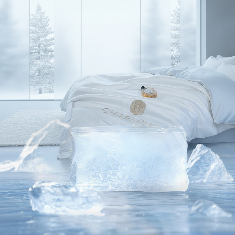 Luxurious summer silk embroidered air conditioner quilt on bed