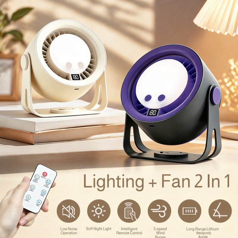 USB Charging Smart Remote Desktop Fan with Night Light 2-in-1 for Home