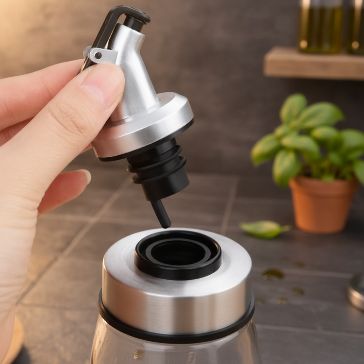 Stylish oil bottle for modern kitchen countertops