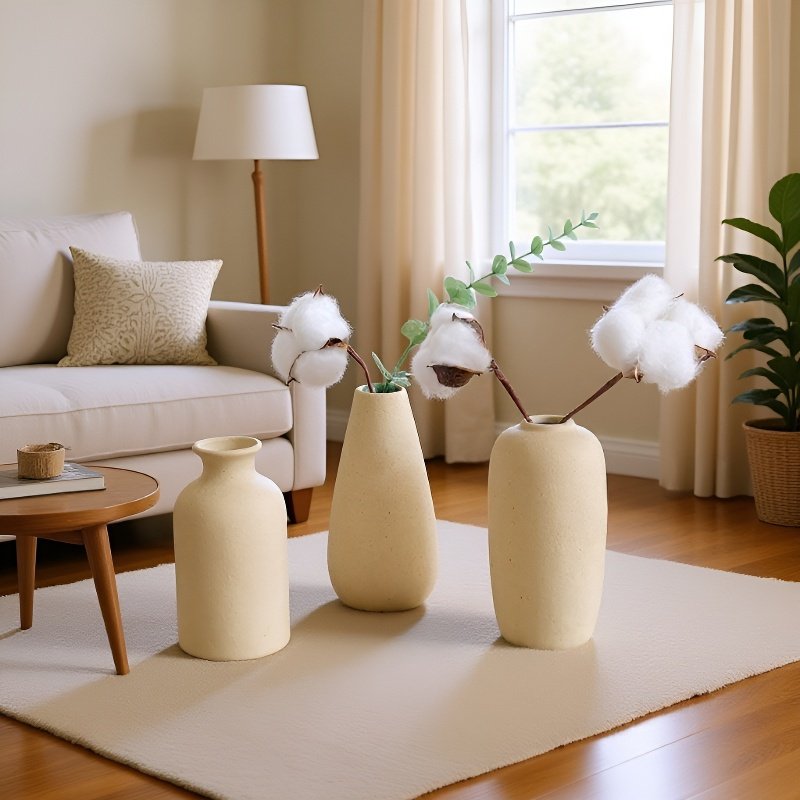 Nordic ceramic vase white plain bottle frosted small flower vase simple home living room flower arra