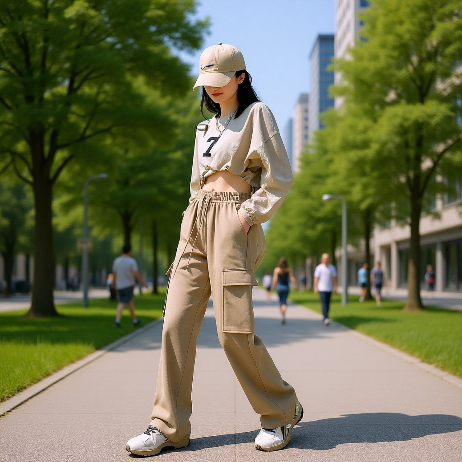 レディースワークパンツ ゆったり厚手 ポケット付き ゴムウエスト