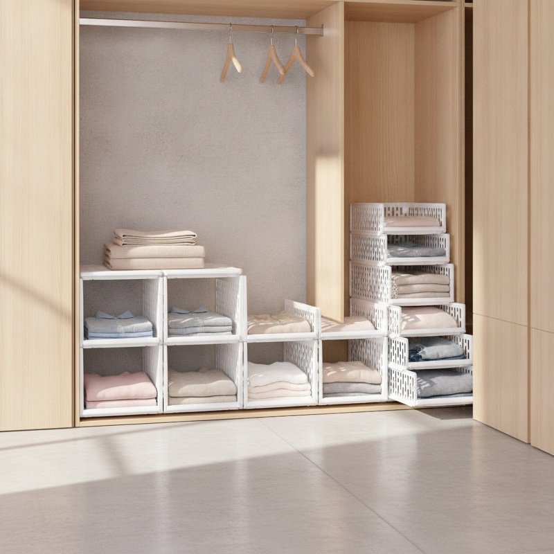 Bedroom Wardrobe Storage Layer Partition Basket