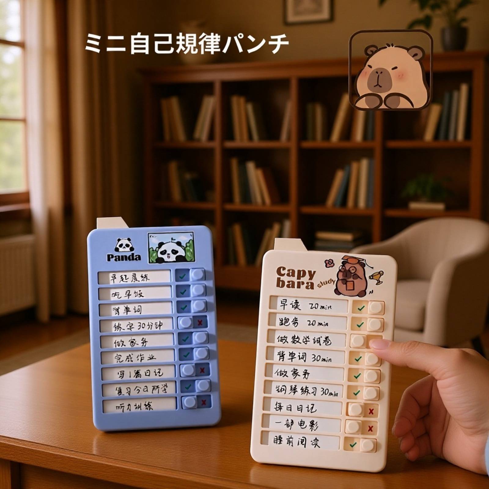 ミニ自律学習計画表打刻器の正面写真