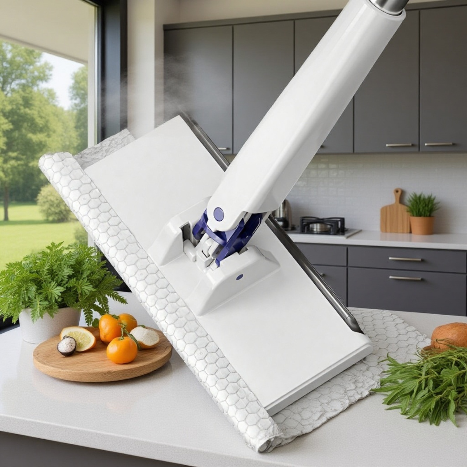 フロアワイパー 本体 1秒で着脱 ワンタッチモップ 2in1水切りワイパー 乾湿両用モップ 拭き掃除 雑巾ワイパー ベランダ 玄関 床 窓 フロア フローリング 掃除道具 使い捨てドライシート付き