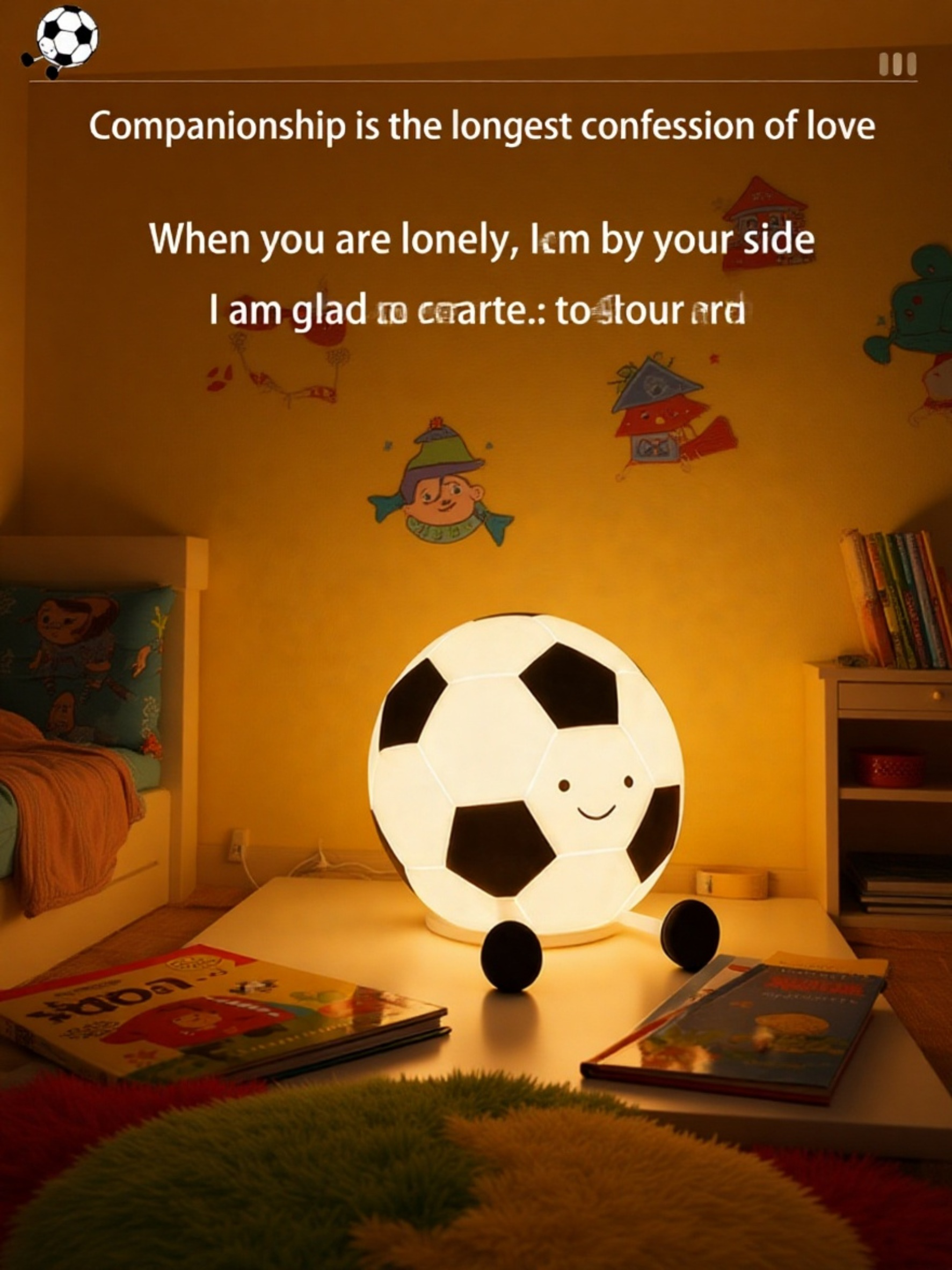 Children playing with football shaped ambient night light
