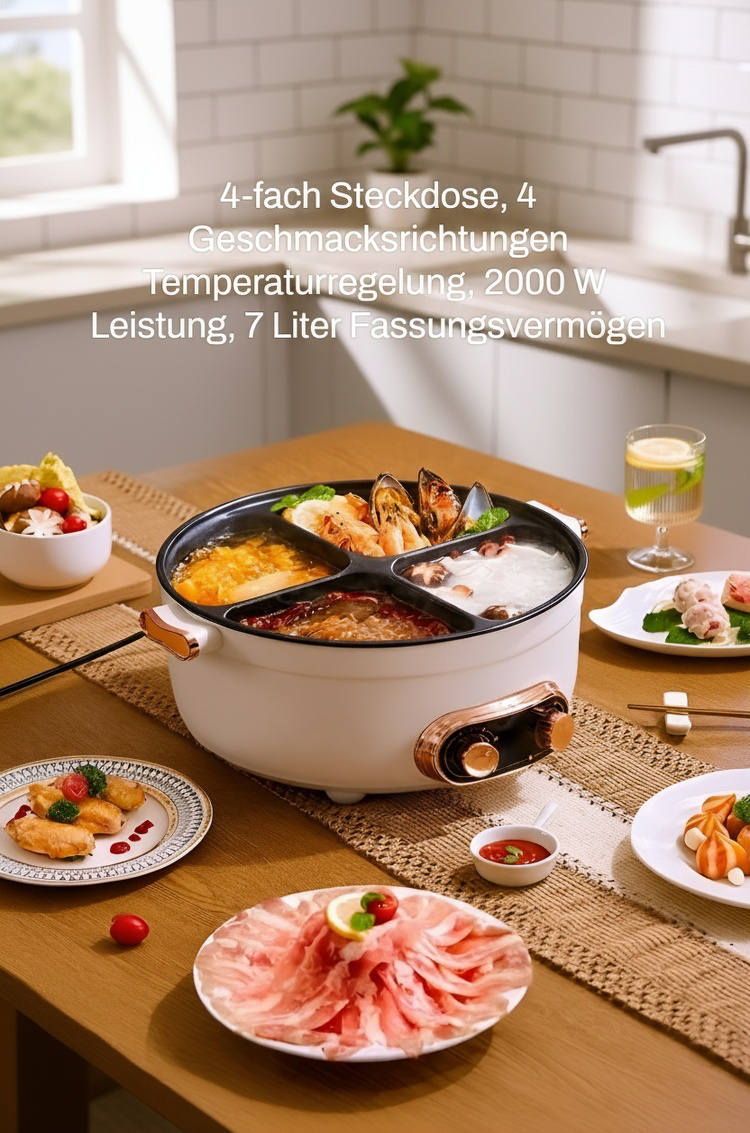 Elektrischer Vierfach-Kochbehälter für Zuhause – modernes Küchengerät