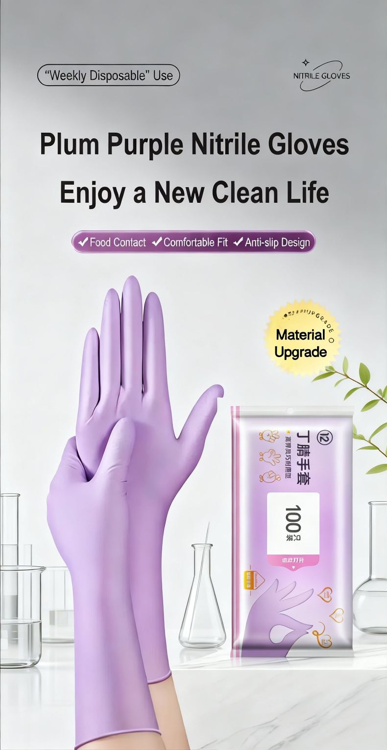 Close-up of thick durable nitrile glove texture