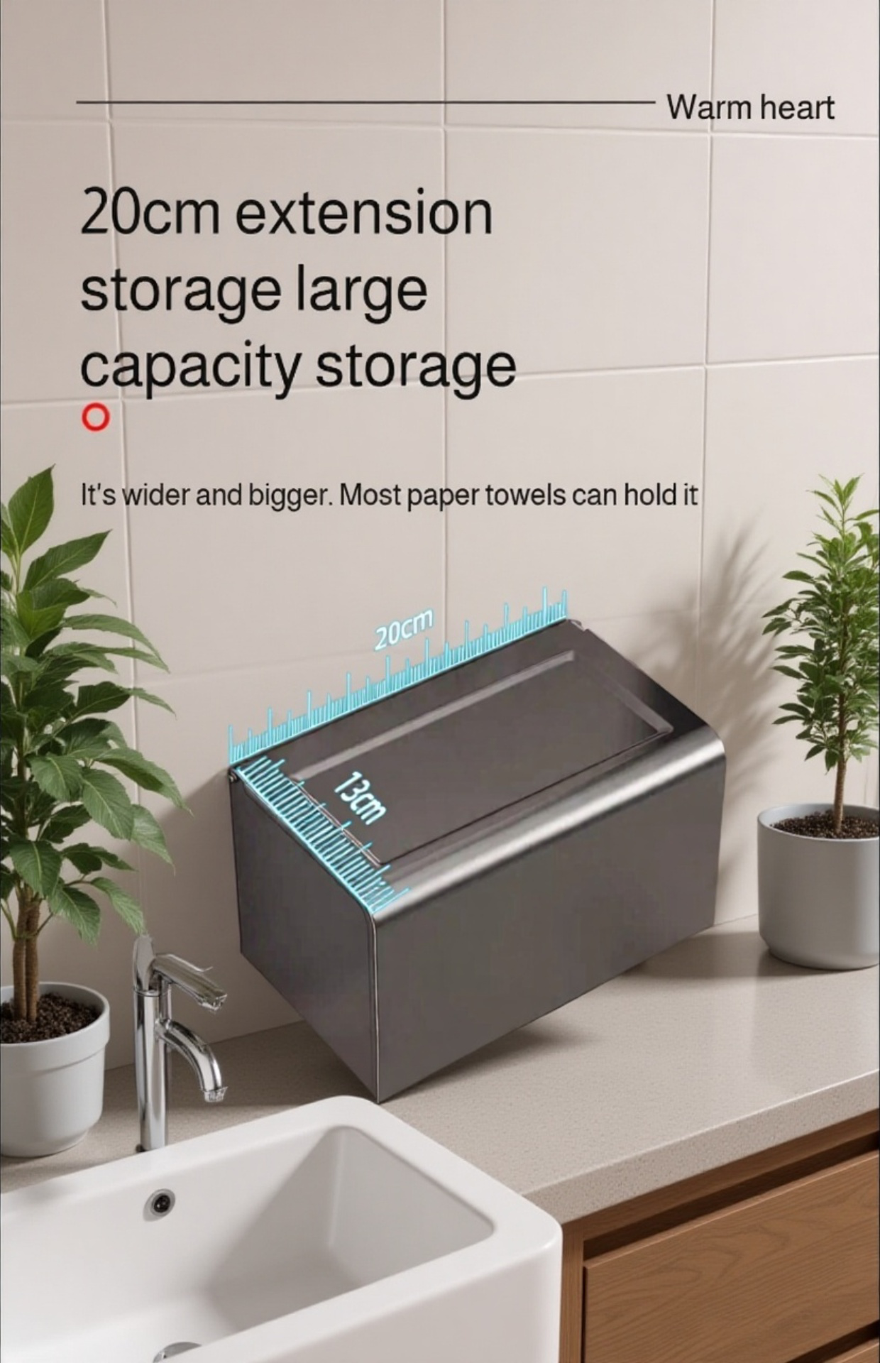 Modern bathroom with wall mounted aluminum toilet paper holder