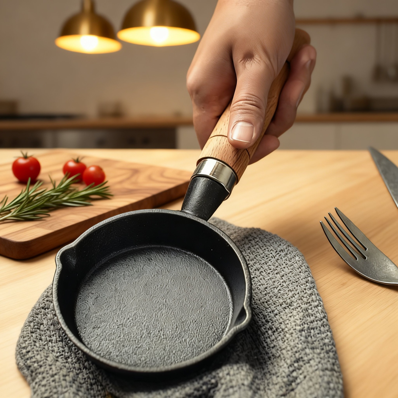 Pequeña sartén de hierro para freír a alta temperatura