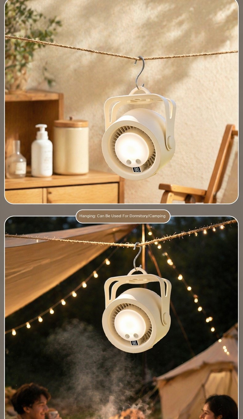 Quiet desktop fan with adjustable settings and night light
