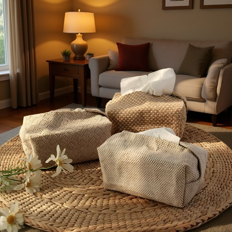 Boîte de rangement en lin et coton style japonais pour tiroir
