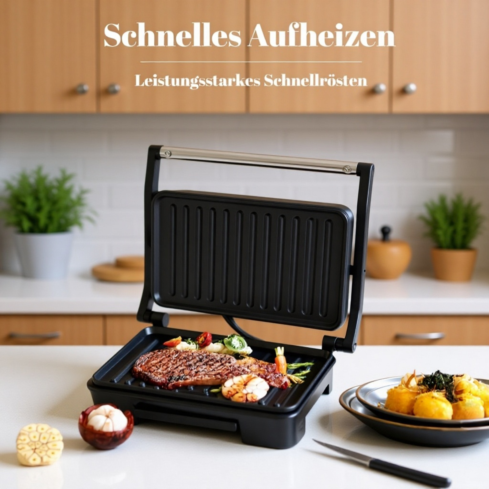 Multifunktionaler Sandwichmaker, Waffeleisen und Grillgerät
