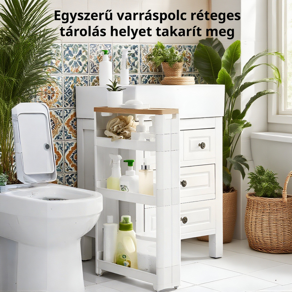Fürdőszobai rés tároló polc, oldalsó szekrény, WC tároló állvány, padlón álló mosdó tároló polc