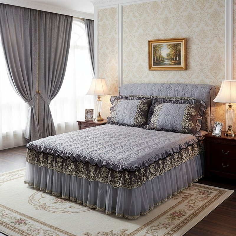 Cross Border Bed Skirt 3-Piece Set