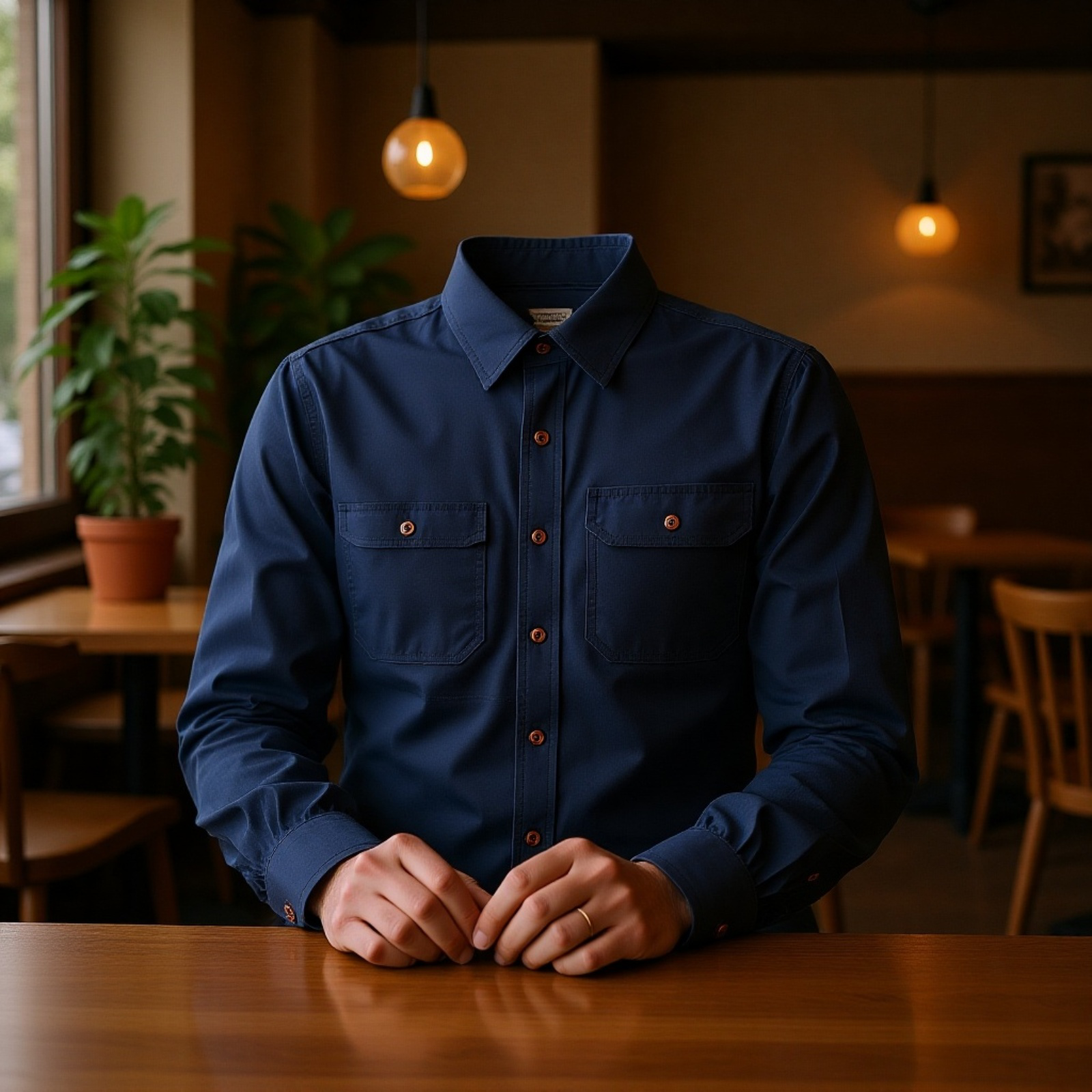 新作無地ヘリンボーン柄メンズエンジニア風日本製ワークウェア長袖シャツ