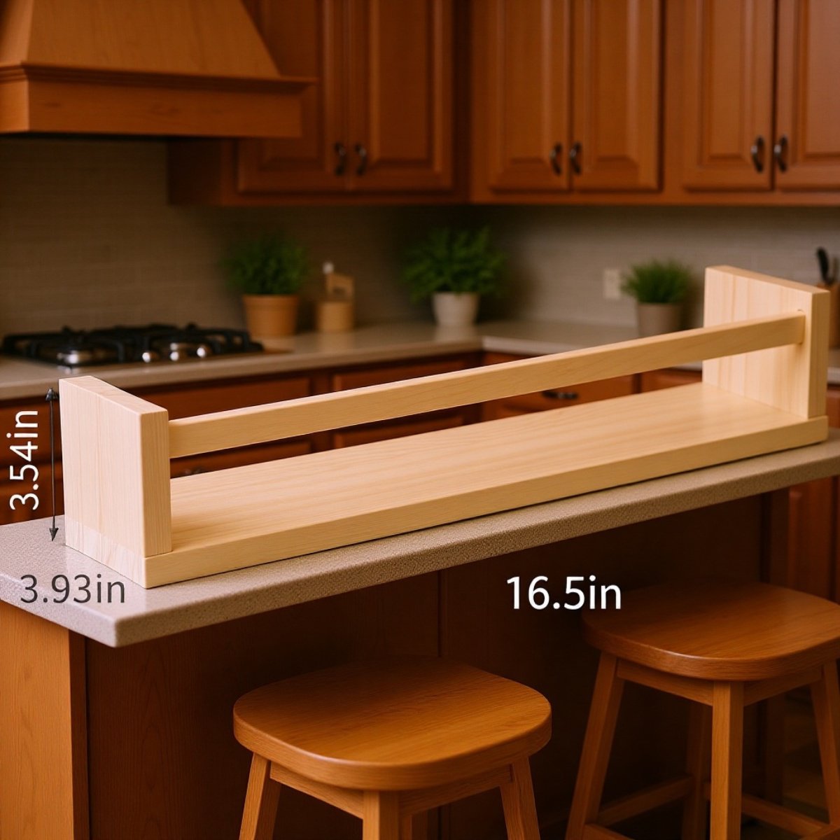 天然木製壁掛け収納棚 キッチン調味料ラック