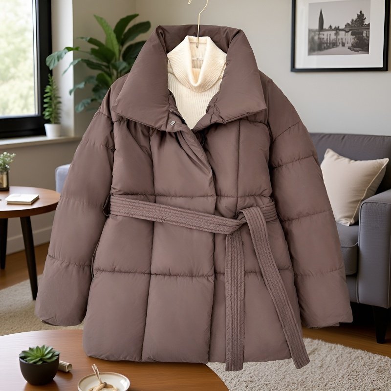 여성 하프 패딩 아우터 허리 여리여리 도톰 패딩 박시 패딩