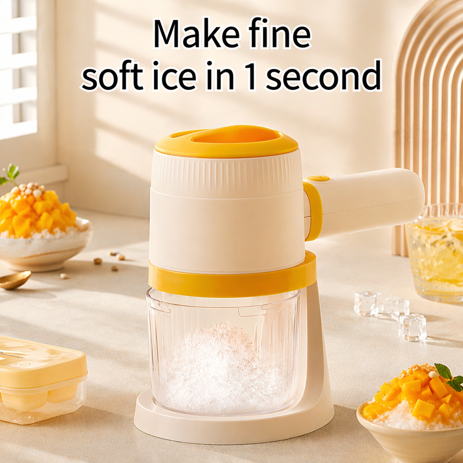 Quick Ice Shaver for Home, Smoothie Maker, Fits All Ice Types, 1-Second Ice Dispensing