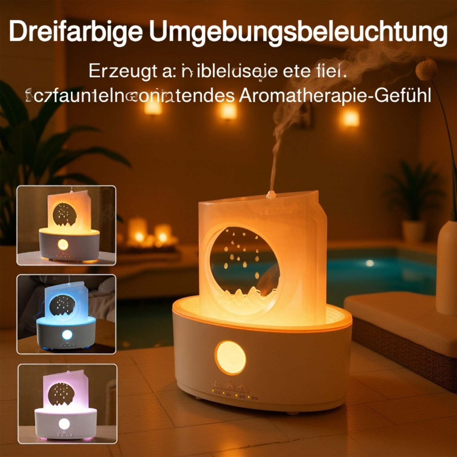 Duftdiffusor „Quiet Moon“, Salzsteinuhr in Quallenform, schiffsförmiger Sprüher, Vulkan-Sprühgerät, 