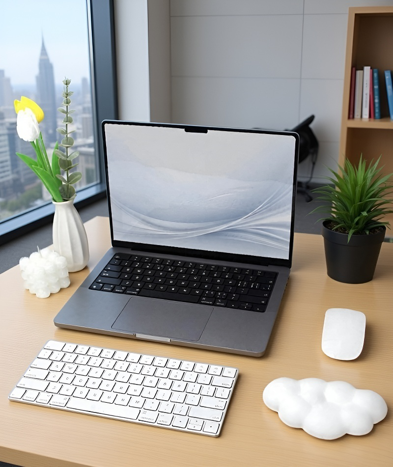 Healthy Typing Posture with Wrist Rest