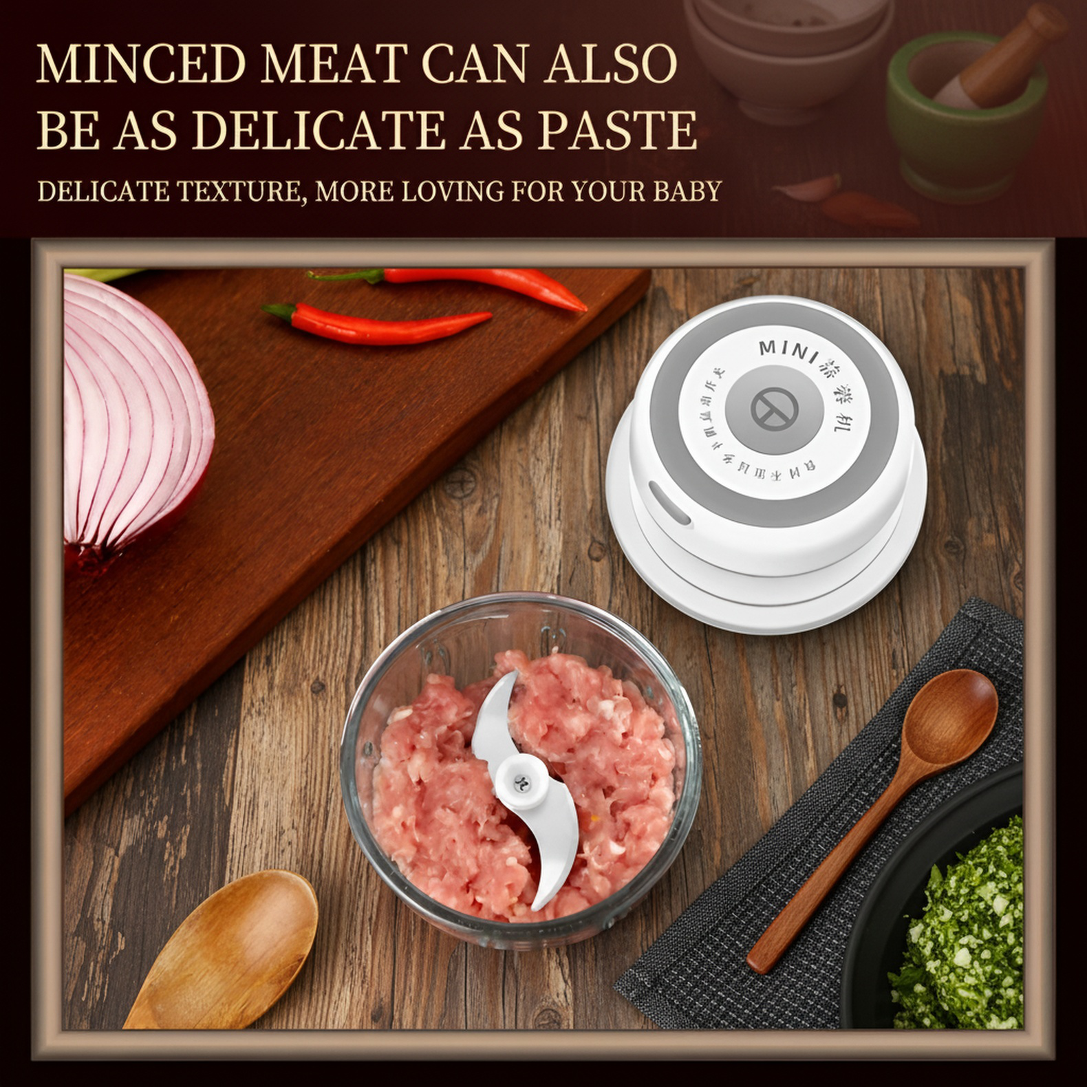 Cordless Electric Garlic Chopper Baby Food Grinder for Kitchen