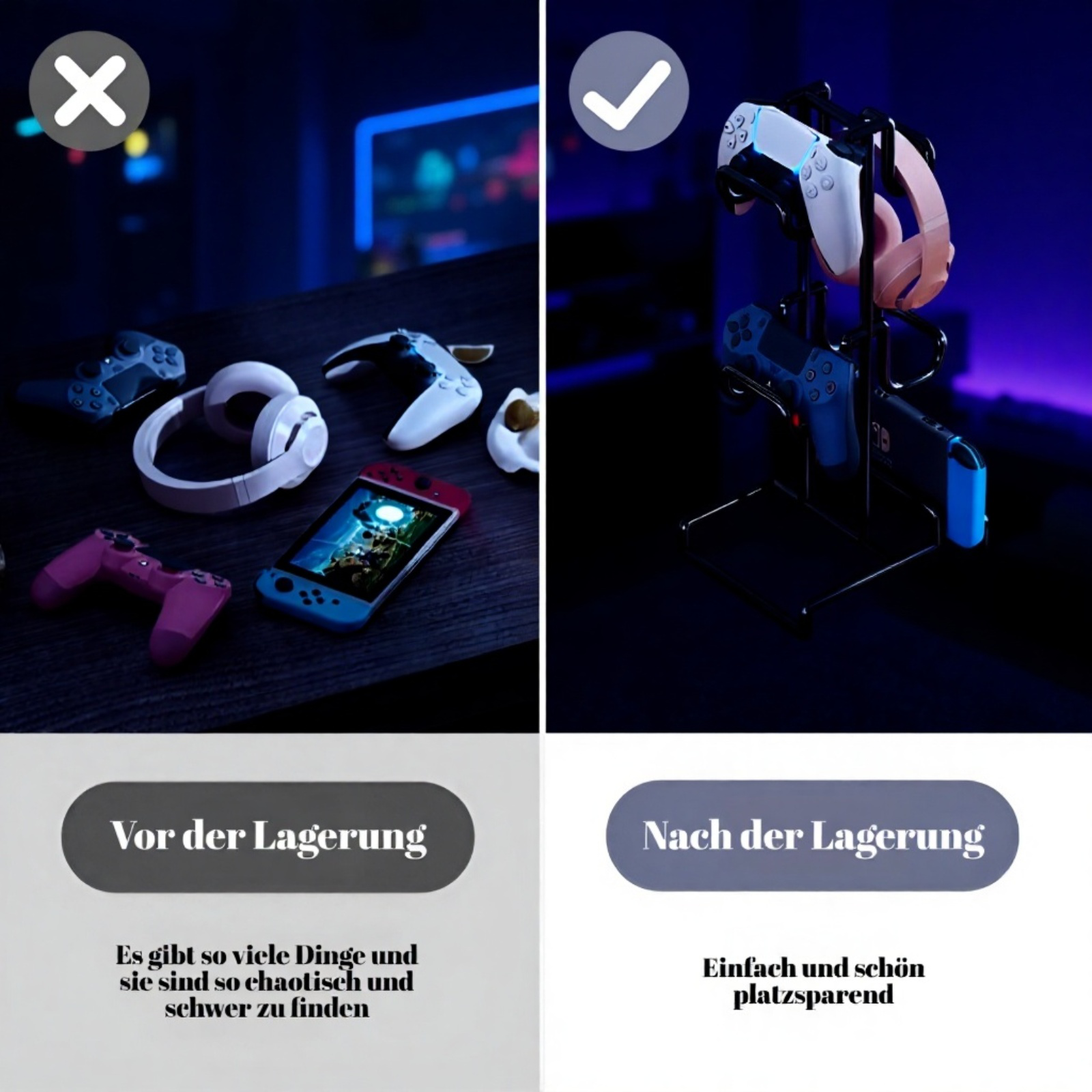 Spielcontroller-Ständer, Kopfhörer-Halterung, Tisch-Aufbewahrungsregal, praktisches Gadget