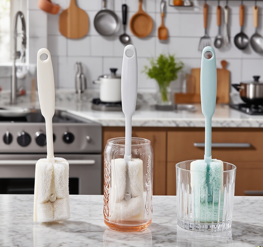 편리한 손잡이 디자인의 컵 브러시