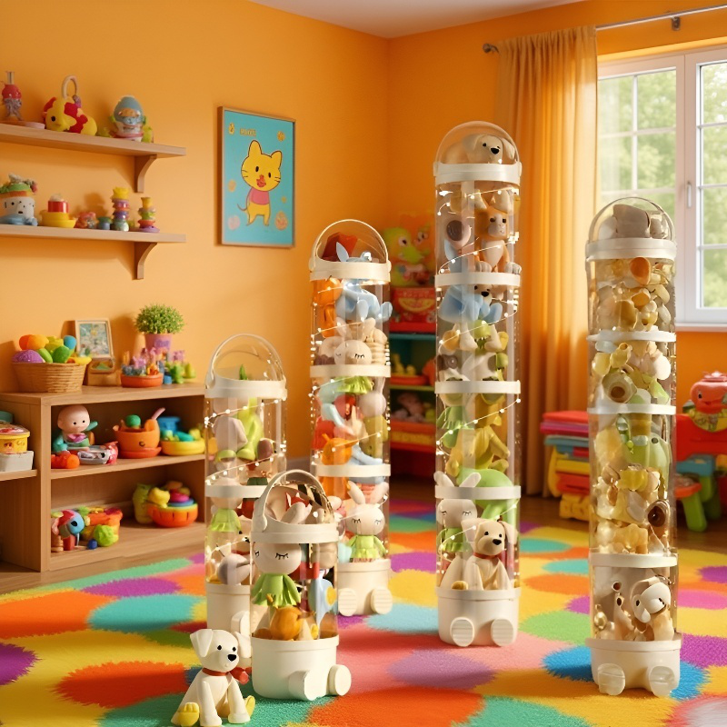 소장 인형 업그레이드 전시 진열대 뽀글이 인형 휴대 편리한 수납함 전시대