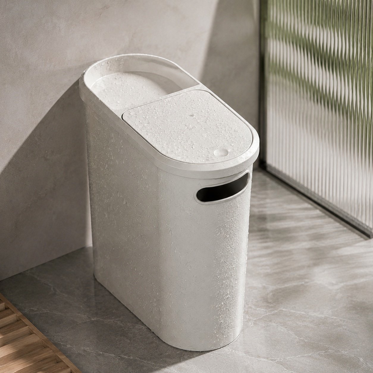 Slim Gap Press-to-Open Trash Can
