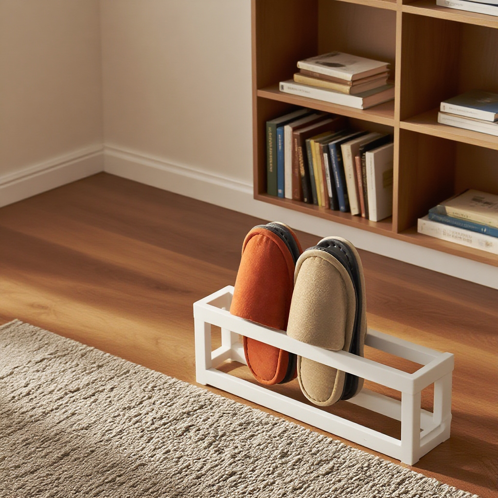 シンプルアイアン製スリッパラック