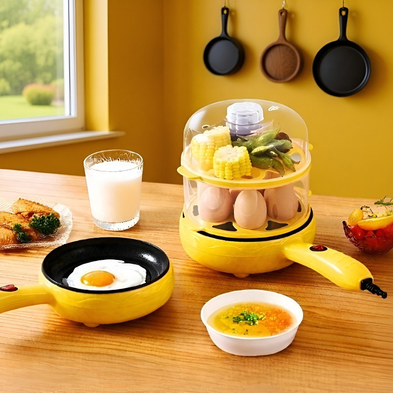 Mini cocina eléctrica para el hogar, antiadherente para hervir y freír huevos