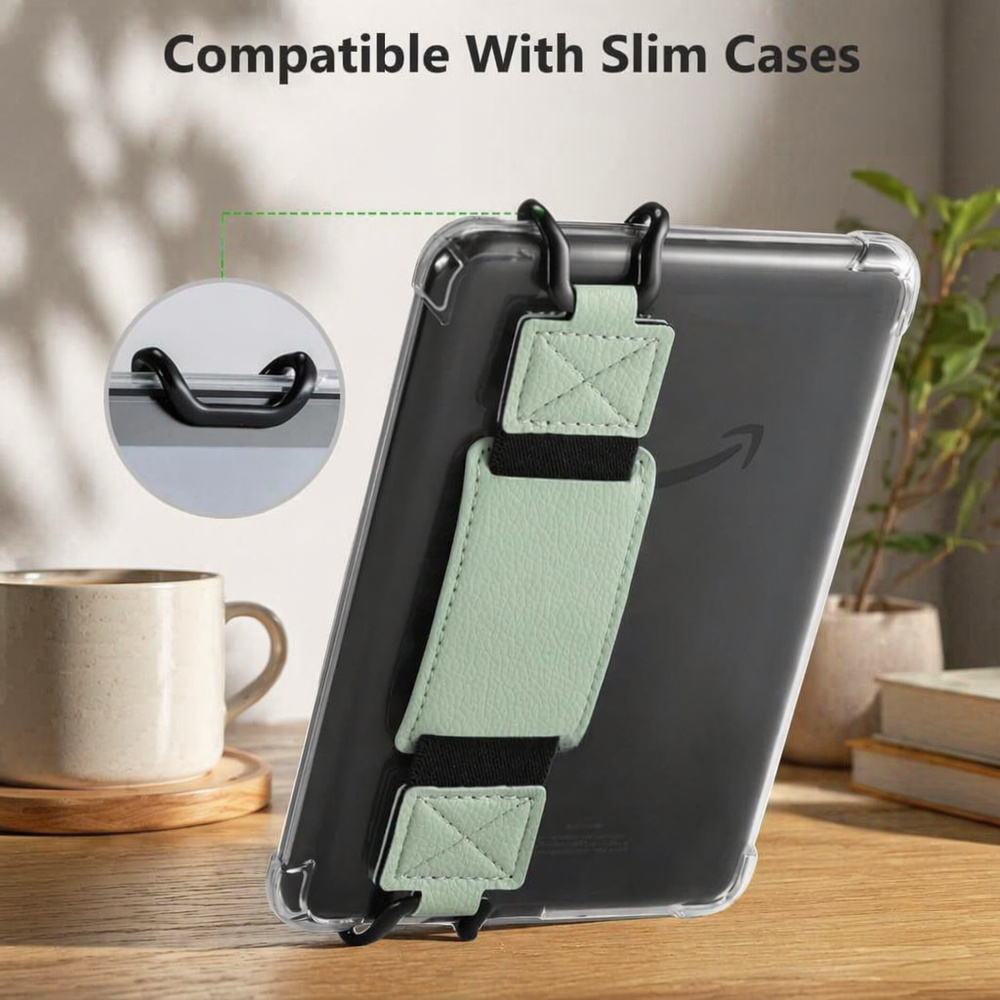 E-reader/tablet stand for one-handed operation, safe grip, drop-proof hand strap, buckle, and highly