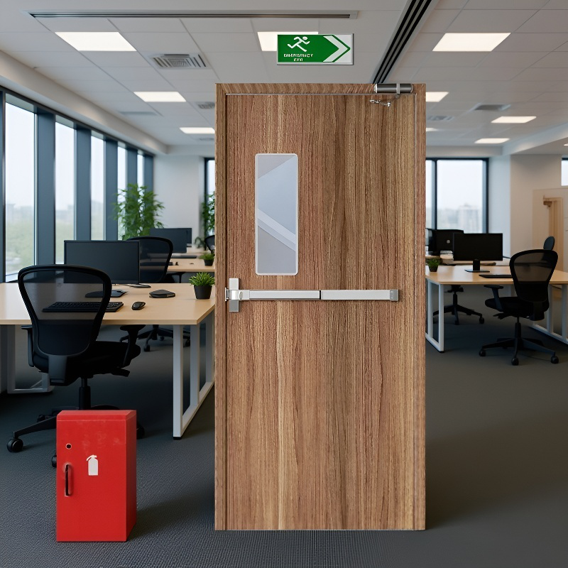 Únikový zámek s tlačnou tyčí na požárních dveřích