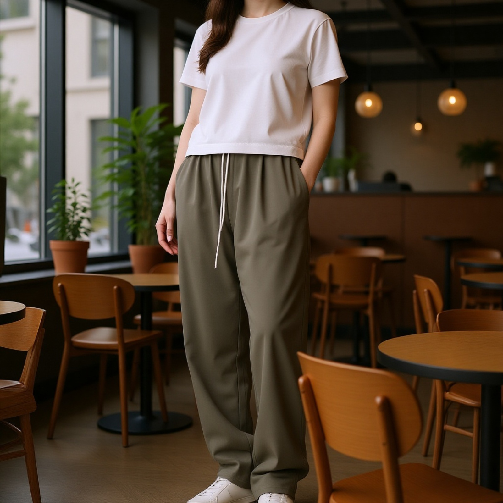 チェック柄速乾空調パンツ高弾性クールパンツゆったりスポーツカジュアルストレートパンツ男女兼用2025春夏新作パンツ