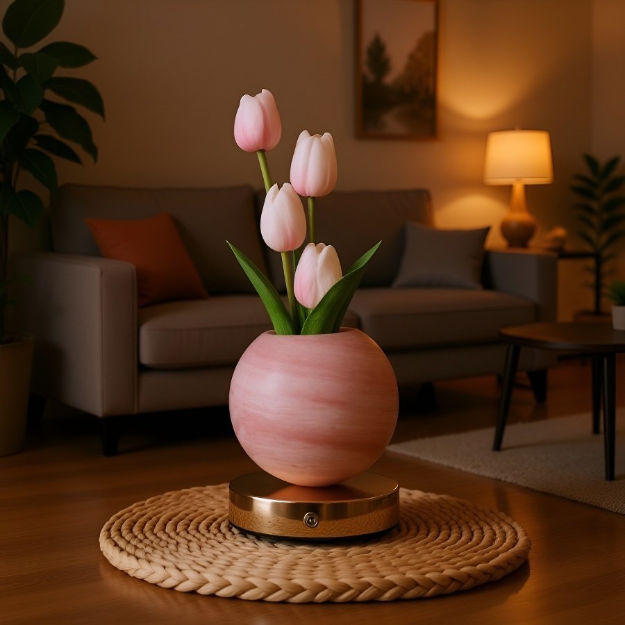 かわいい花型LEDナイトライトの点灯シーン