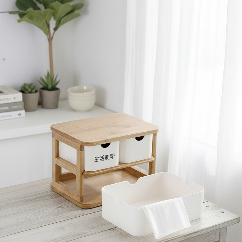 Bamboo Fiber Desktop Organizer Drawer on modern office desk