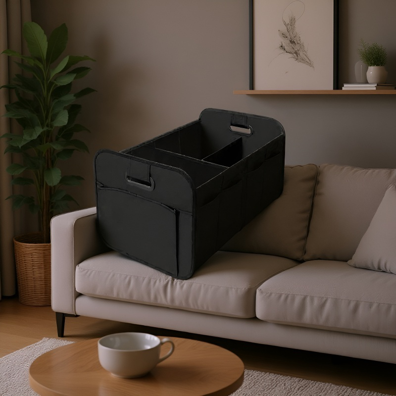 Caja organizadora plegable de tela Oxford para coche, gran capacidad con compartimentos múltiples