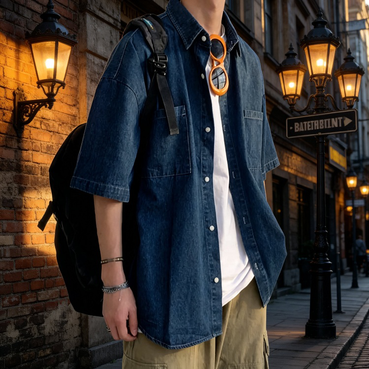 커플이 함께 입는 루즈핏 데님 셔츠