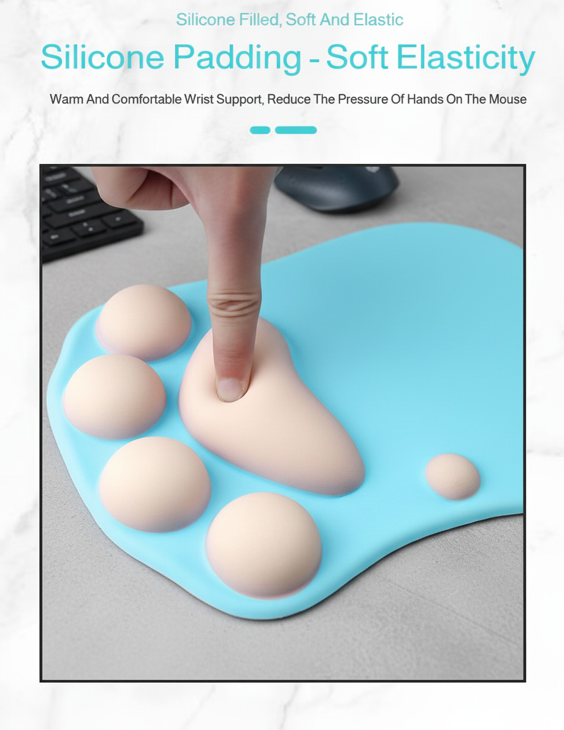 Close-up of silicone cat paw wrist rest