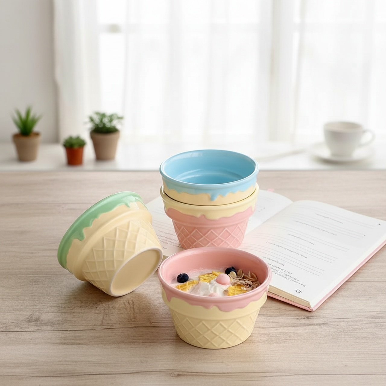 Fun ice cream shaped ceramic dishes for parties