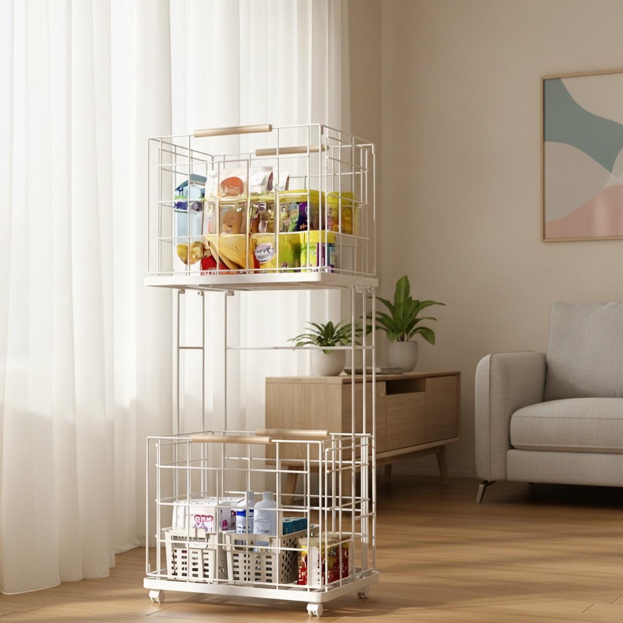 Nordic Style Household Double-Layer Removable Dirty Clothes Basket