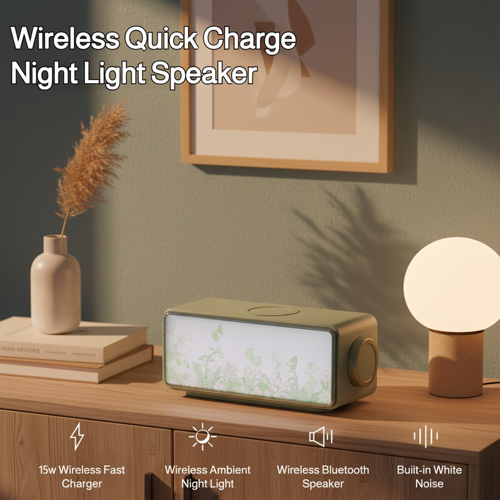 Painting Ambient Night Light Bluetooth Speaker